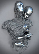 Hjemix | Metallfigur Statuer Stiler Abstrakt Lærred Maleri Par Veggkunst Kjærlighet Skulptur Plakat Trykk Hjemmedekorasjon Stue Gaver