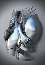 Hjemix | Metallfigur Statuer Stiler Abstrakt Lærred Maleri Par Veggkunst Kjærlighet Skulptur Plakat Trykk Hjemmedekorasjon Stue Gaver