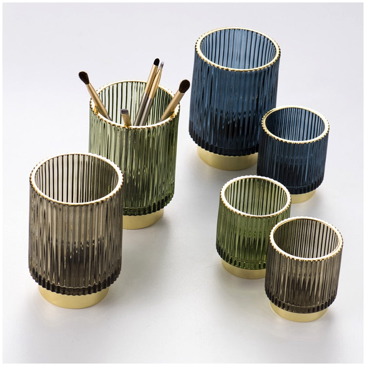 Hjemix | Elise Gullfolie Glass Makeup Halter & Organizer