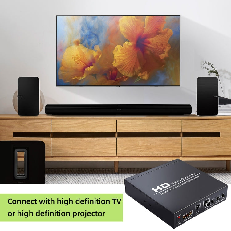 Hjemix | NEWKENG NK-8S SCART + HDMI til HDMI 720P / 1080P HD Videoomformer Adapter Skalerboks