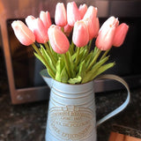 Hjemix | Kunstig Blomsterbukett med Tulipaner, Dekorasjon (10 Stykker)