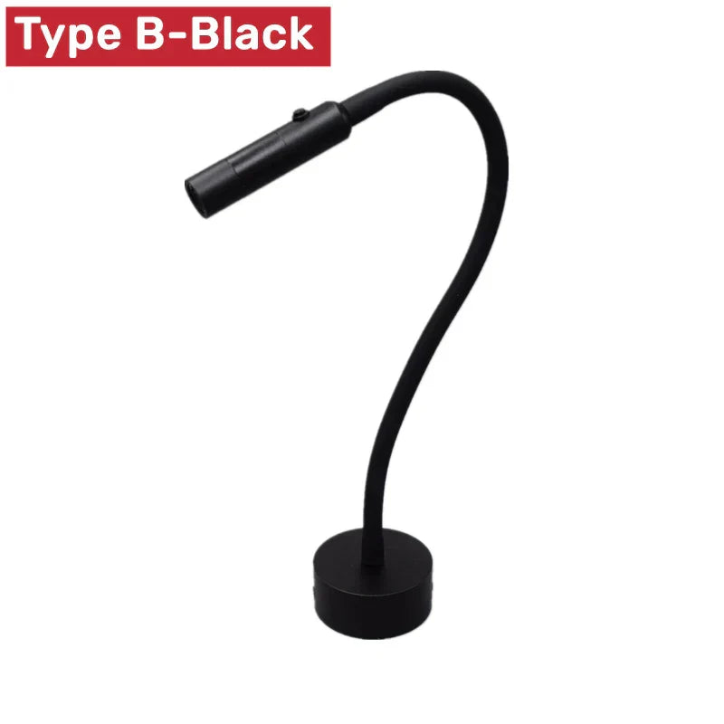 Hjemix | Moderne Fleksibel LED Leselampe med Bryter for Soverom og Studie - 1W/3W