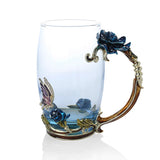 Hjemix | Håndlagde emaljekopper Rose-Glass tekrus med stålskje Luksus unike gaver til bryllup, Valentinsdag, bursdagsgaver