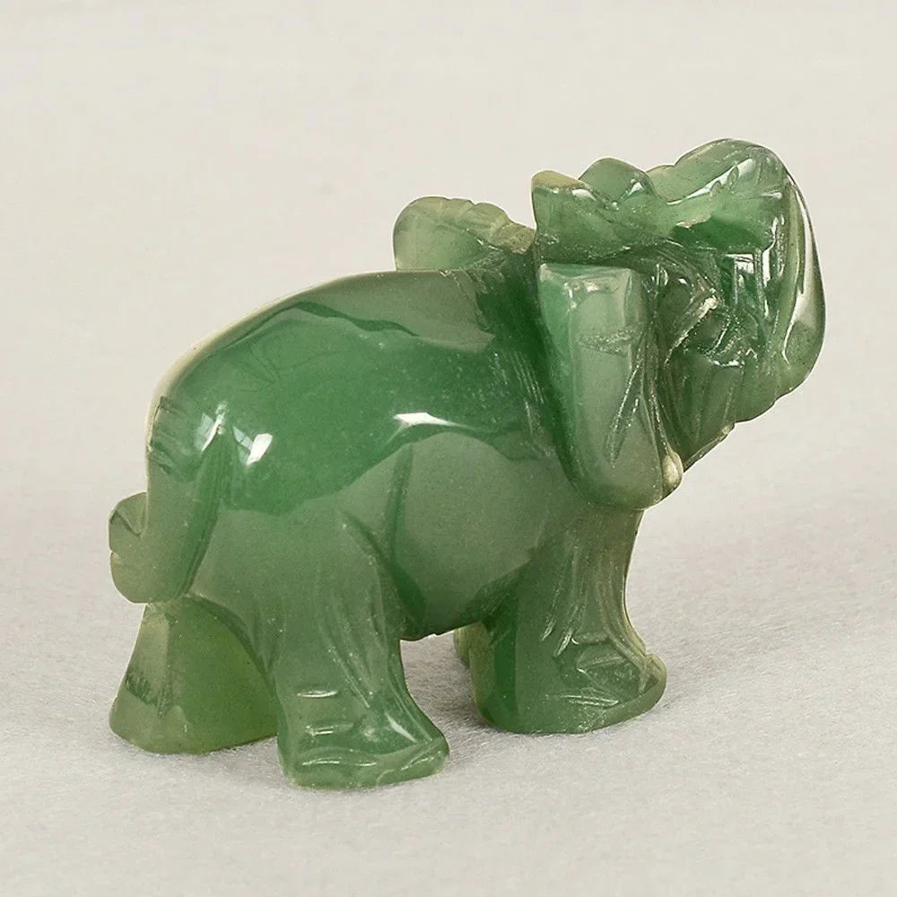 Hjemix | Grønn Aventurin Jade Stein Elefant Statue