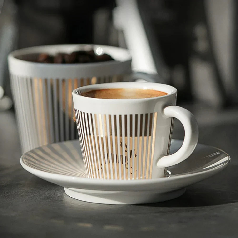 Hjemix | Kreativ dynamisk SLR kopp Leopard anamorfisk zebra kopp Luycho kaffe te kopp sett med underlag 90ml-225ml