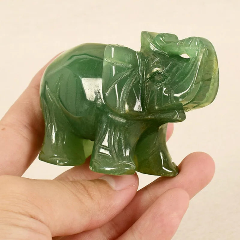 Hjemix | Grønn Aventurin Jade Stein Elefant Statue