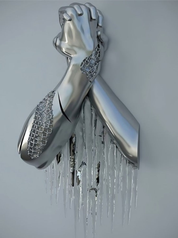 Hjemix | Metallfigur Statuer Stiler Abstrakt Lærred Maleri Par Veggkunst Kjærlighet Skulptur Plakat Trykk Hjemmedekorasjon Stue Gaver