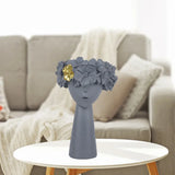 Hjemix | Nordic Girl Hode Blomst Harpiks Vase Statue Blomster Vaser for Kontor Skrivebord Tørkede Blomster Ornamenter Dekor Beholder