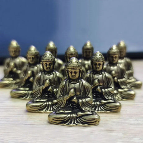 Hjemix | 10 deler mini messing sitte Buddha statue figur for reise buddhisme tilbedelse hjem kontor skrivebordsdekorasjon