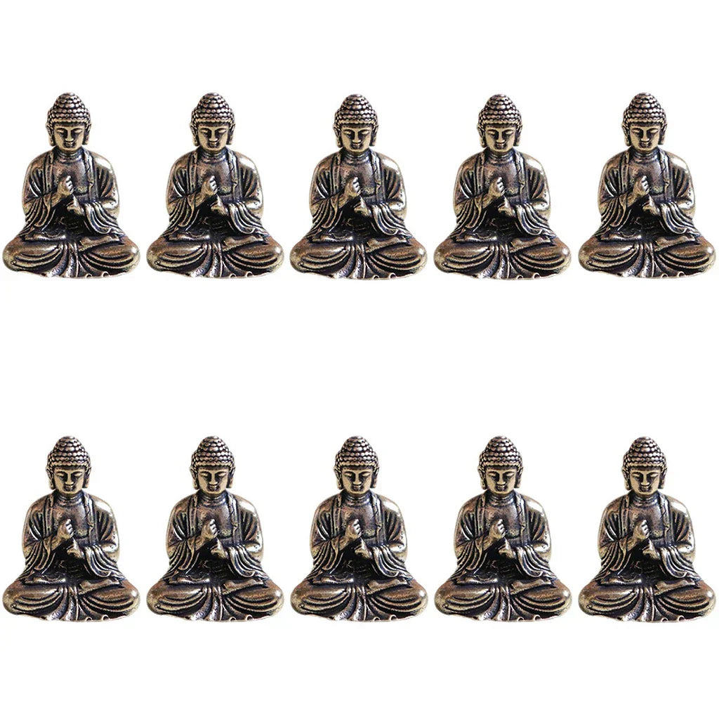 Hjemix | 10 deler mini messing sitte Buddha statue figur for reise buddhisme tilbedelse hjem kontor skrivebordsdekorasjon