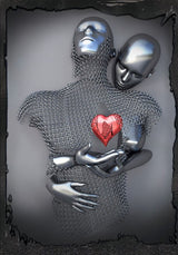 Hjemix | Metallfigur Statuer Stiler Abstrakt Lærred Maleri Par Veggkunst Kjærlighet Skulptur Plakat Trykk Hjemmedekorasjon Stue Gaver