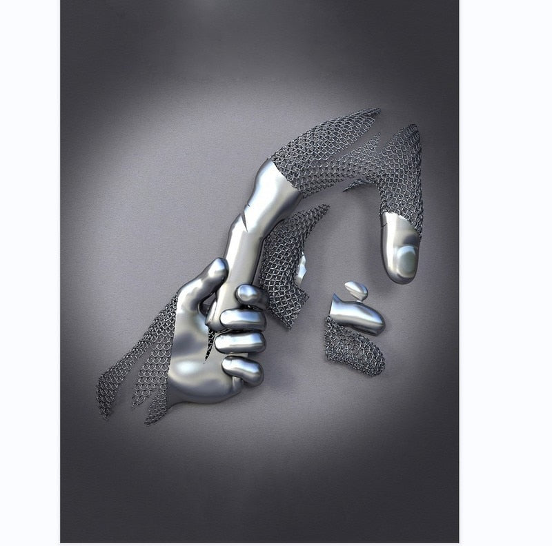 Hjemix | Metallfigur Statuer Stiler Abstrakt Lærred Maleri Par Veggkunst Kjærlighet Skulptur Plakat Trykk Hjemmedekorasjon Stue Gaver