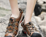 Hjemix | Sommer Herre Utendørs Sandaler Strand Sko Ekte Lær Turer Fotturer