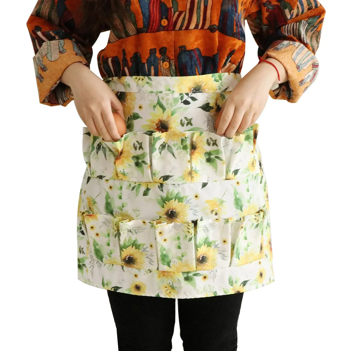 Hjemix | Egg-samle-høstforkle - Forkle for landbruk og kjøkkenhage med lommer for hønse-, ande- og gåseegg