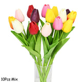 Hjemix | Kunstig Blomsterbukett med Tulipaner, Dekorasjon (10 Stykker)