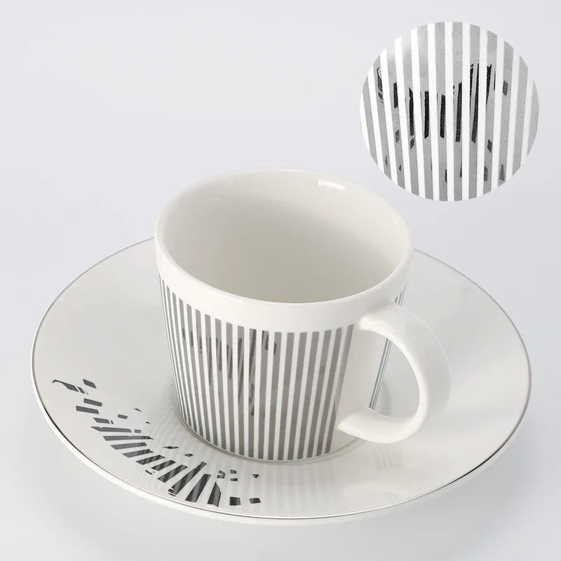 Hjemix | Kreativ dynamisk SLR kopp Leopard anamorfisk zebra kopp Luycho kaffe te kopp sett med underlag 90ml-225ml