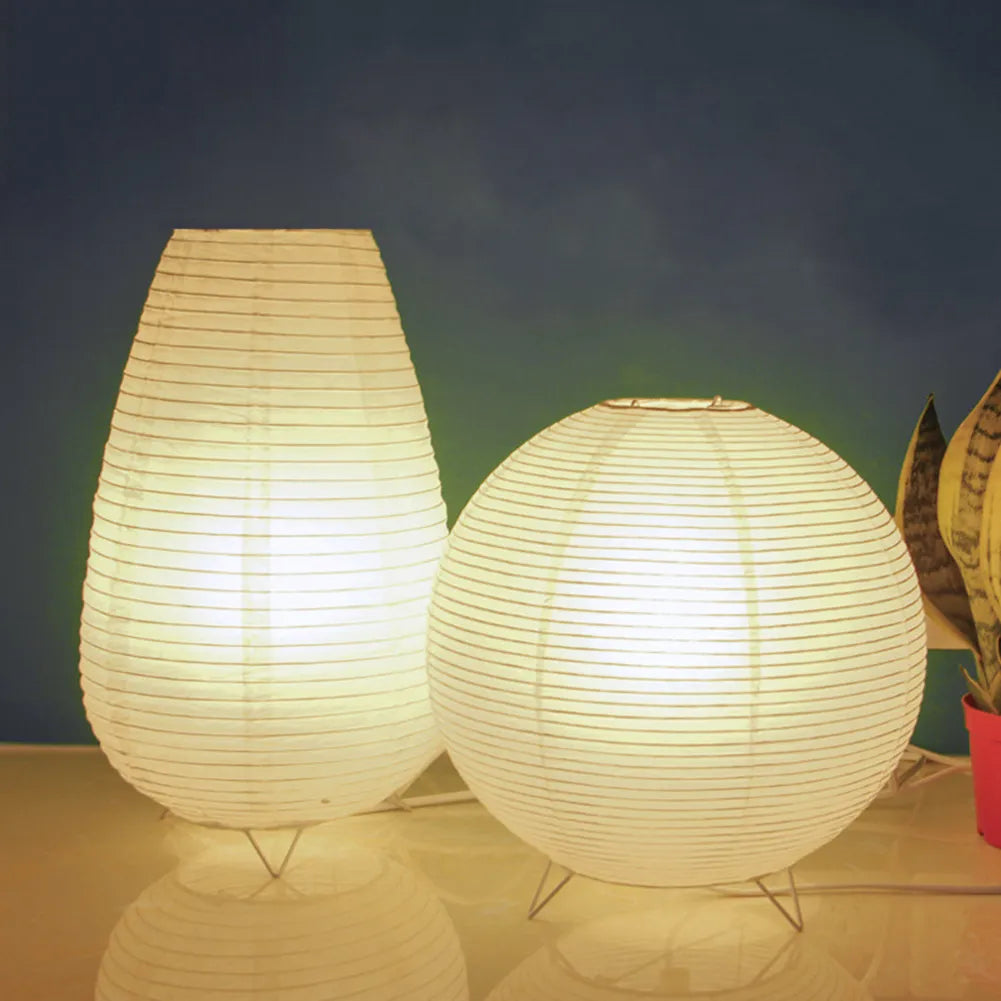 Hjemix | Japansk Wabi-Sabi Stil Rispapir Sylinderlampe