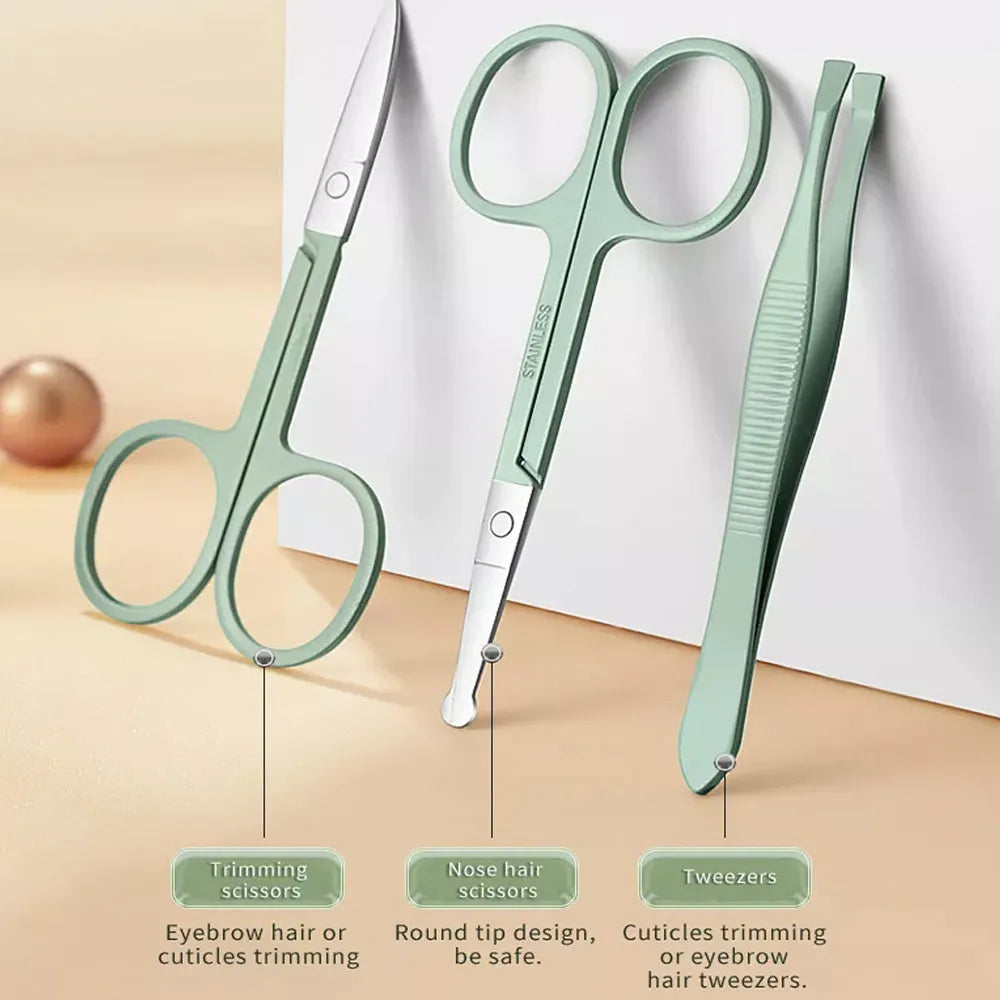 Hjemix | LuxNails | Profesjonelt manikyr- og pedikyrsett i rustfritt stål | Bærbar og multifunksjonell | Luksuriøs oppbevaringsboks