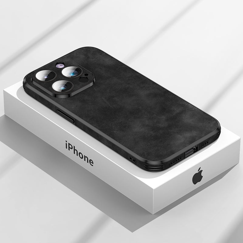 Hjemix | Høykvalitets lær iPhone-deksel med sjokkbeskyttende kamerabeskyttelsesveske | MagSafe-deksel for Apple iPhone 15/14/13 Pro Max Plus | Armor-deksel til telefon