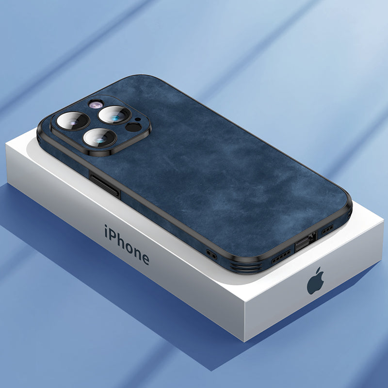 Hjemix | Høykvalitets lær iPhone-deksel med sjokkbeskyttende kamerabeskyttelsesveske | MagSafe-deksel for Apple iPhone 15/14/13 Pro Max Plus | Armor-deksel til telefon