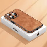 Hjemix | Høykvalitets lær iPhone-deksel med sjokkbeskyttende kamerabeskyttelsesveske | MagSafe-deksel for Apple iPhone 15/14/13 Pro Max Plus | Armor-deksel til telefon