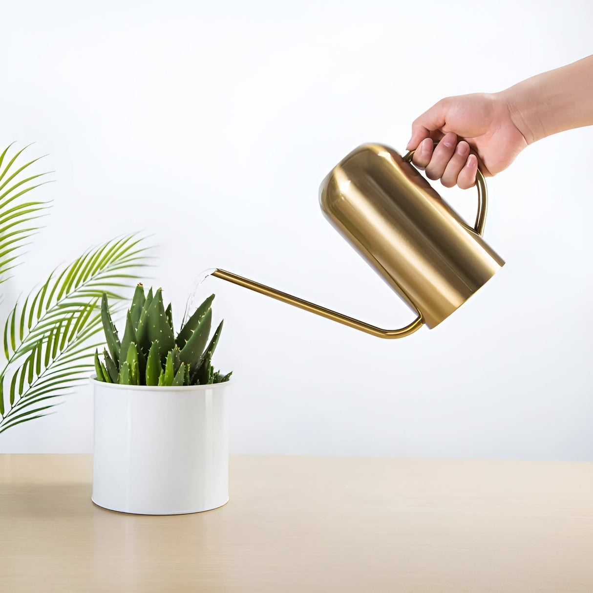 Hjemix | Rustfritt Stål Hellervann - 1,5L Lang Vanningkanne for Planter og Blomster