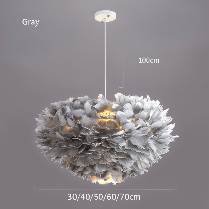 Hjemix | Drøm fanger Fjær Kronelys - Håndlaget, justerbar pendellampe