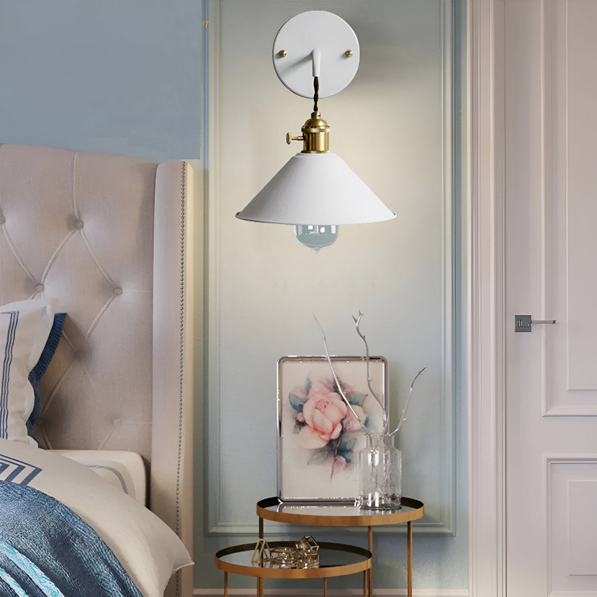 Hjemix | Retro Vintage Vegglampe - Vintage-inspirert Kjegle Metall Vegglampe