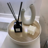 Hjemix | Rund Serveringsbrett - Dekorativt Brett Laget av Tre - Hvitt Brett Laget av Keramikk