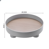 Hjemix | Rund Serveringsbrett - Dekorativt Brett Laget av Tre - Hvitt Brett Laget av Keramikk