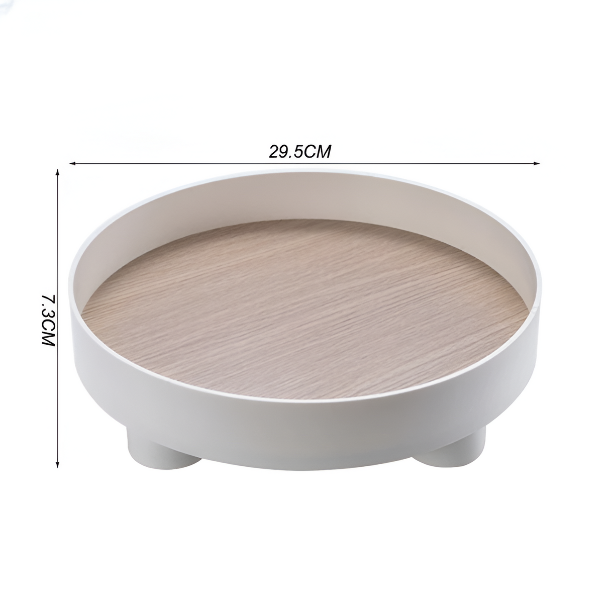 Hjemix | Rund Serveringsbrett - Dekorativt Brett Laget av Tre - Hvitt Brett Laget av Keramikk