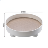 Hjemix | Rund Serveringsbrett - Dekorativt Brett Laget av Tre - Hvitt Brett Laget av Keramikk