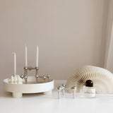 Hjemix | Rund Serveringsbrett - Dekorativt Brett Laget av Tre - Hvitt Brett Laget av Keramikk