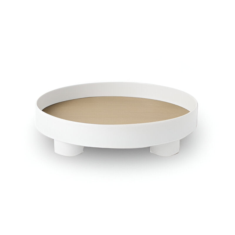 Hjemix | Rund Serveringsbrett - Dekorativt Brett Laget av Tre - Hvitt Brett Laget av Keramikk