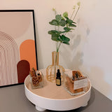 Hjemix | Rund Serveringsbrett - Dekorativt Brett Laget av Tre - Hvitt Brett Laget av Keramikk