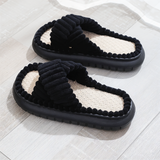 Hjemix | Sofie - Plush Lined Slippers with Cross Band