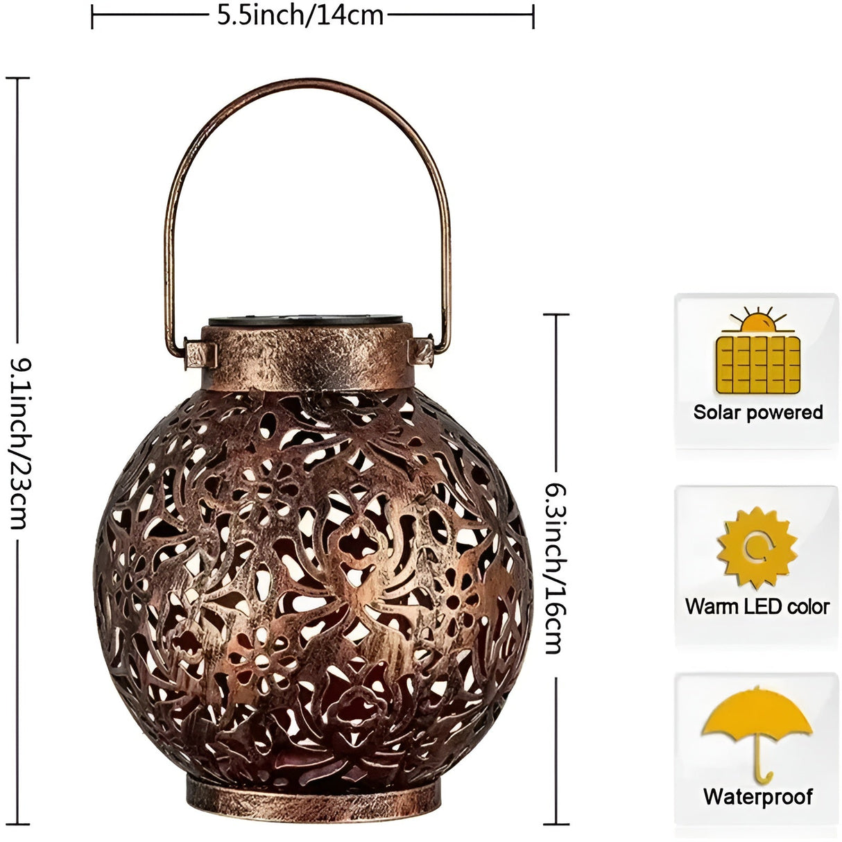 Hjemix | SolarGlow - Vintage solcelledrevet utendørslys - Vanntett utendørslys