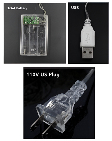 Hjemix | Glitter Snorlys - Dekorativ Ball, Blomst, Stjerne, Snøfnugg LED Snorlys