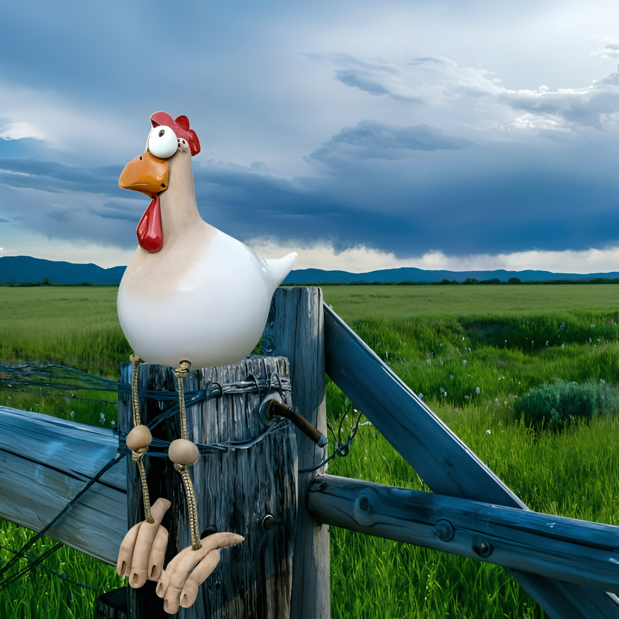 Hjemix | Stor Øyne Kylling Statue - Værbestandig Harpiks Håndverk - Hane Hage Statue