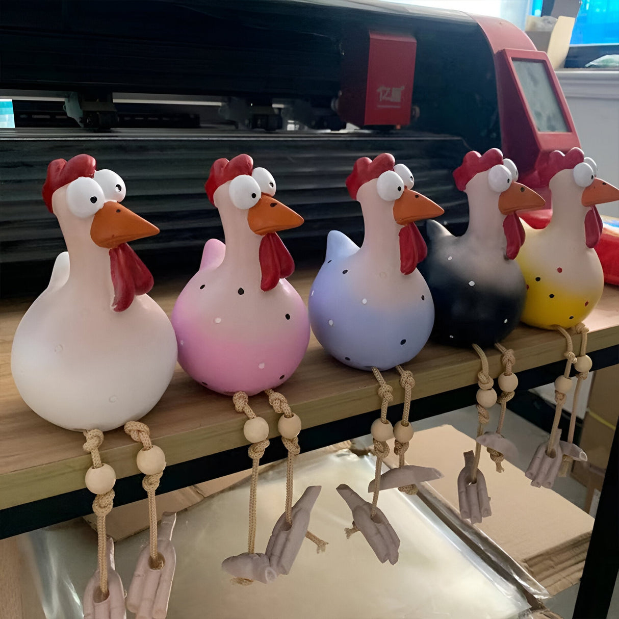 Hjemix | Stor Øyne Kylling Statue - Værbestandig Harpiks Håndverk - Hane Hage Statue