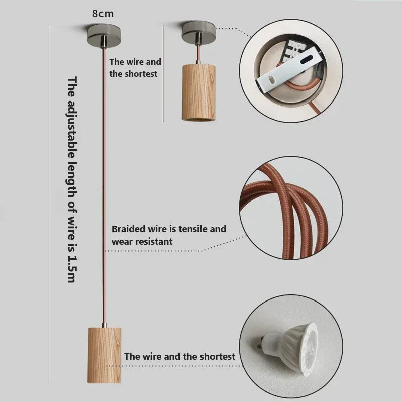 Hjemix | Skandinavisk Trependellampe – Minimalistisk Design for Stue og Soverom | Naturlig Treutseende