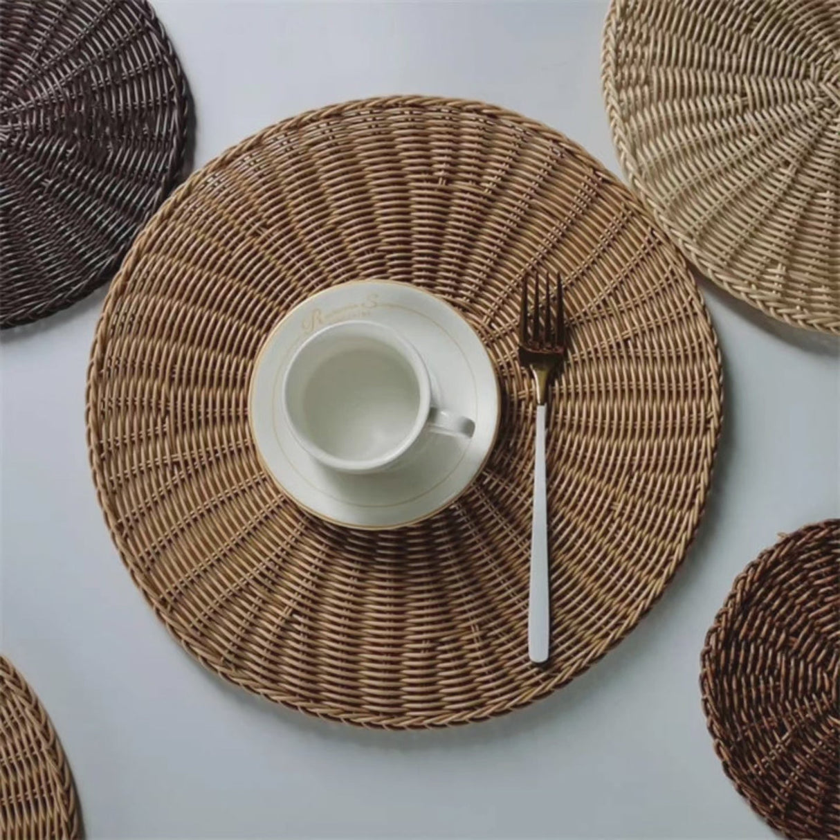 Hjemix | 6-delt Sett Tykkere Rattan Bordsett