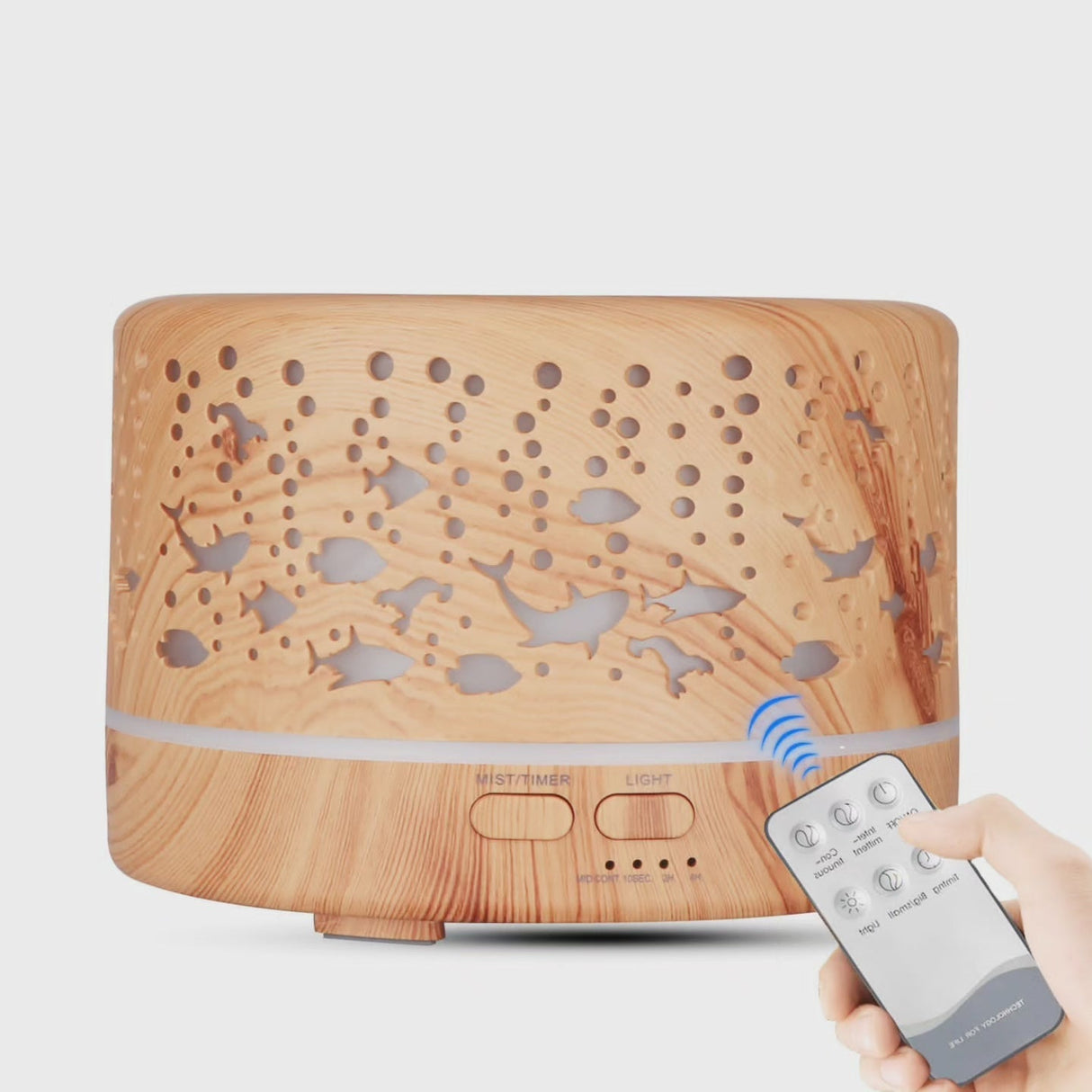 Hjemix | Ultrasonisk Aroma Diffuser Luftfukter med Fjernkontroll