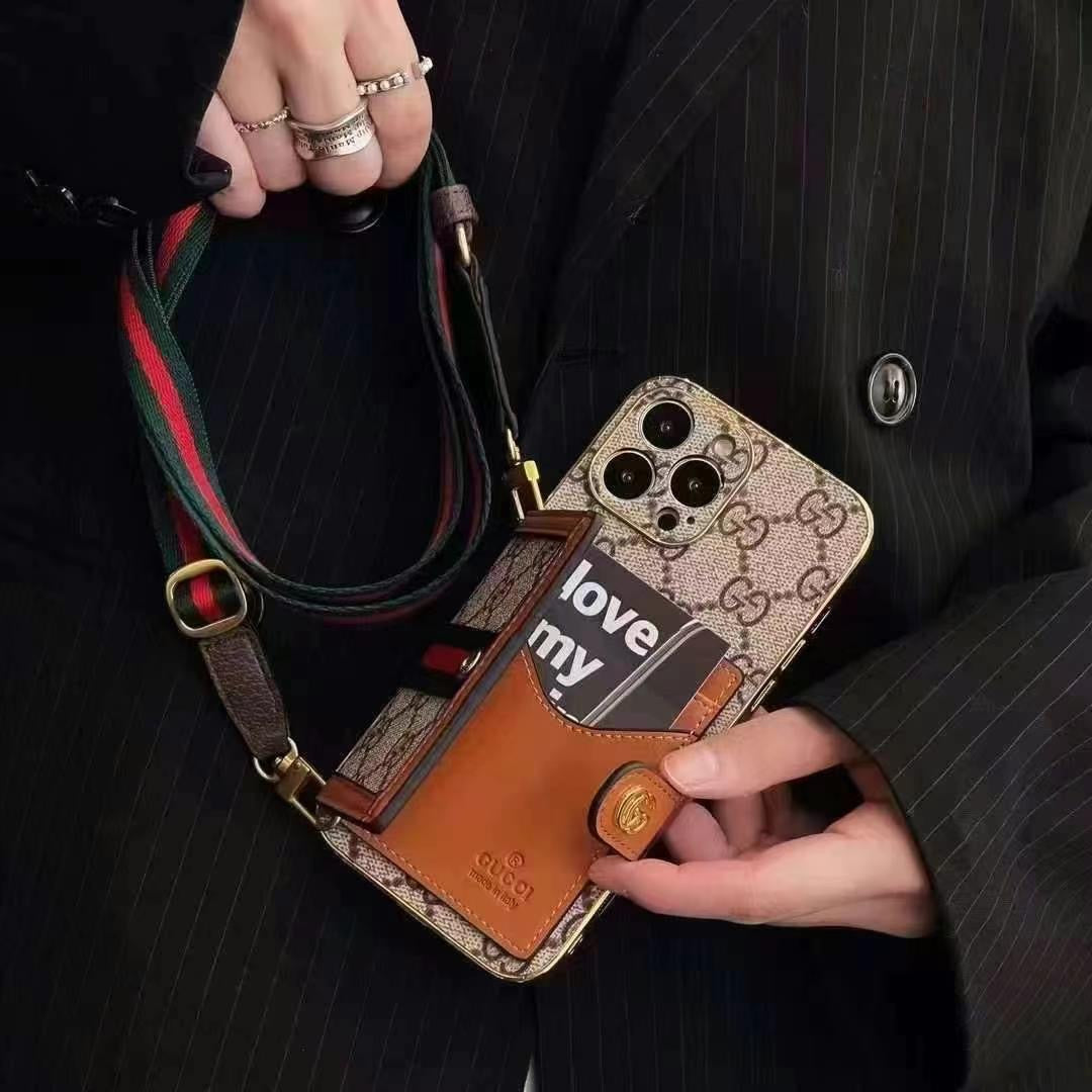 Hjemix | Luksusmerkeetui for iPhone med skulderveske