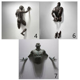Hjemix | Imitasjon Kobber Harpiks Ornament Abstrakt Figur Veggkunst Klatrer 3D Gjennom Vegg Statue Skulptur