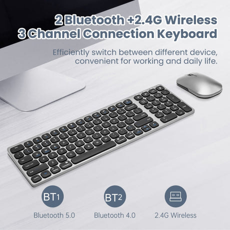 Hjemix | K4500 Trådløst Bluetooth Tastatur + Tre-modus Stille Lademus Sett