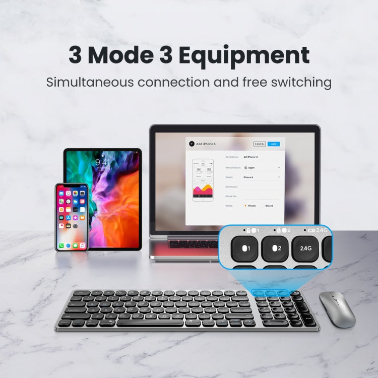 Hjemix | K4500 Trådløst Bluetooth Tastatur + Tre-modus Stille Lademus Sett