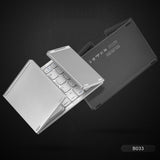 Hjemix | B033 Oppladbar 3-foldbar sammenleggbar 64-tasters Bluetooth trådløst tastatur med berøringsplate (Sølv)