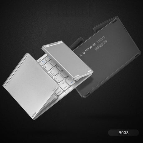 Hjemix | B033 Oppladbar 3-foldbar sammenleggbar 64-tasters Bluetooth trådløst tastatur med berøringsplate (Sølv)