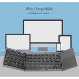 Hjemix | B033 Oppladbar 3-foldbar sammenleggbar 64-tasters Bluetooth trådløst tastatur med berøringsplate (Sølv)